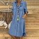 thumbnail image 1 of Vestido de manga larga para mujer vestido casual de moda con blusa de bolsillo vestido midi, 1 of 6