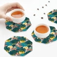 thumbnail image 3 of KLL Drink Coasters Set Octagon of 4,PU Leather Absorbent Coasters Set Decorative Coffee Cup Coasters Housewarming Gift for Home Decor-Hawaiian Style, 3 of 5