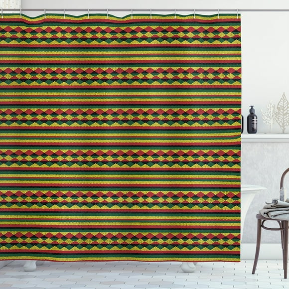 Ambesonne Kente Pattern Shower Curtain, Colorful African, 69"Wx70"L, Multicolor
