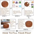 thumbnail image 4 of Unstuffed Handmade Moroccan Round Pouf Foot Stool Ottoman Seat Faux Leather Large Storage Bean Bag Floor Chair Foot Rest for Living Room, Bedroom or Wedding Gifts (Light Brown), 4 of 8