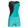 thumbnail image 2 of SiiRoh Girls Sleeveless Gymnastics Ballet Dance Leotard Tumbling Biketard with Active Shorts Blue Green 14, 2 of 7