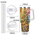 thumbnail image 2 of Christmas Tree Stainless Steel Tumbler with Lid & Straw, Holiday Ornament Print Insulated Travel Mug, Hot Cold Drink Cup for Women & Gift Giving, 2 of 9