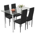 thumbnail image 7 of PAPROOS Dining Table Set for 4, Modern Kitchen Table Sets with Tempered Glass Dining Table and 4 PU Leather Chairs, Compact Dining Room Set for Small Space, Home Dinette Set for 4, Black, 7 of 7