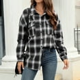 jsaierl Women's Button Down Flannel Shirts Plaid Shacket Long Sleeve