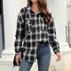 thumbnail image 5 of Pntutb moda mujer entramado impresión abrigo invierno camisa manga larga prendas de vestir exteriores blusa liquidación Pntutb Pntutb-7635, 5 of 9