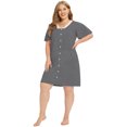 thumbnail image 6 of Women's Short Sleeve Nightgowns Lace Stitching Nightdress Large Size Sleepshirts Household Solid Color Summer Pajamas Dress Plus Size,Gray XL-4XL, 6 of 6