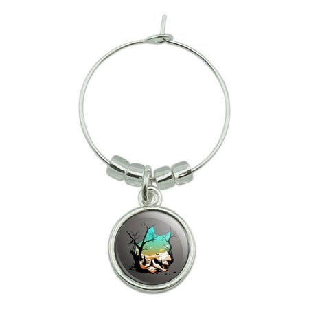 

Wolf Mountain Optical Illusion Wine Glass Charm Drink Marker