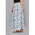 thumbnail image 6 of Women White & Indigo Blue Mandala Block Print Cotton Tiered Maxi Skirt with Elastic Waist - S, 6 of 6