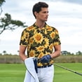 thumbnail image 2 of Kdxio Vintage Black Plaid Sunflower Print Men's Short Sleeve Polo Shirt,Midweight Men's Shirt, 2 of 5