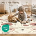 thumbnail image 4 of ODIKA 9'x12' Washable Area Rug Round Petal Motif Featuring Central Bow Design And Blush Trim for Great Room, Indoor Concept, Large Living Low Pile, Flatwoven, 4 of 7