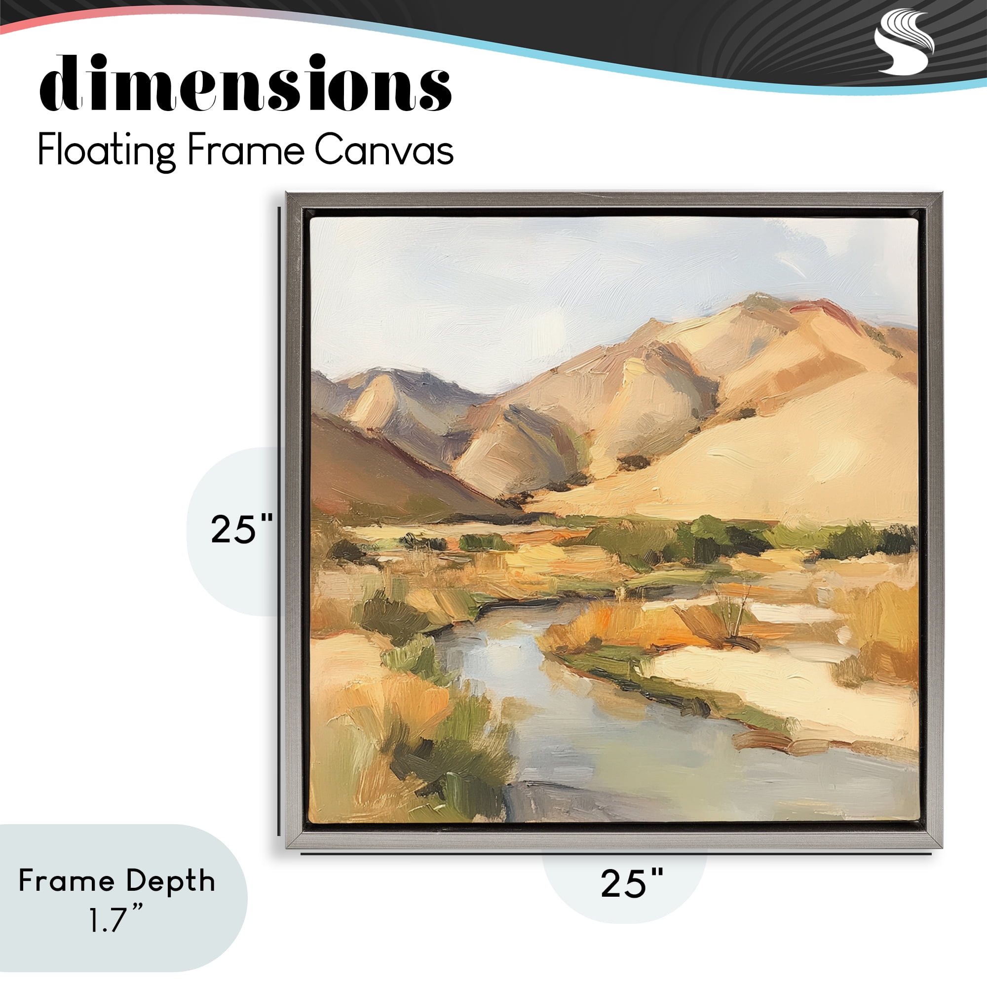 Stupell Industries Wispy Desert River Gray Framed Floater Canvas Wall Art, design by Petal Prints Design