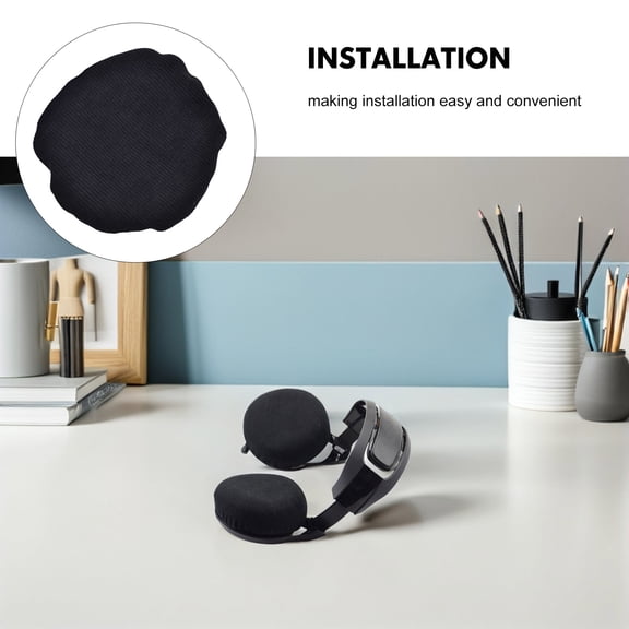 SEWCHICS 2Pcs Universal Black Headphone Ear Cover Fits Most Over Ear Headsets with Soft Fabric