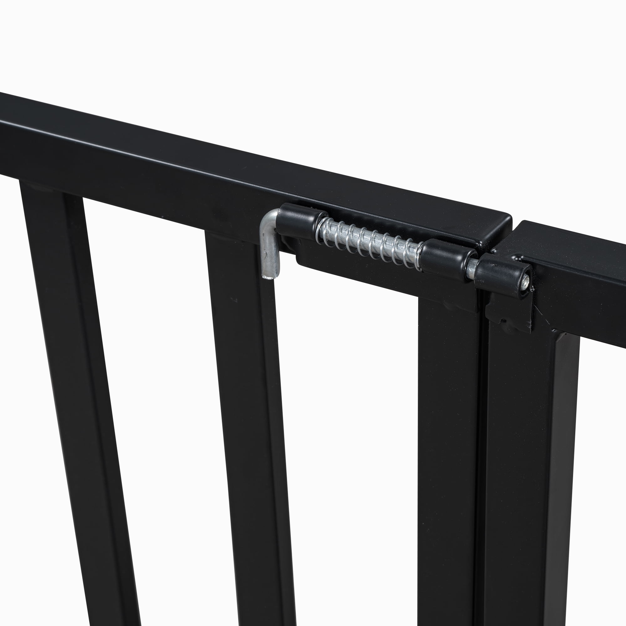Euroco Metal Twin Size House Bed Frame, Low Profile Canopy Bed with Fence and Door for Kids, Black