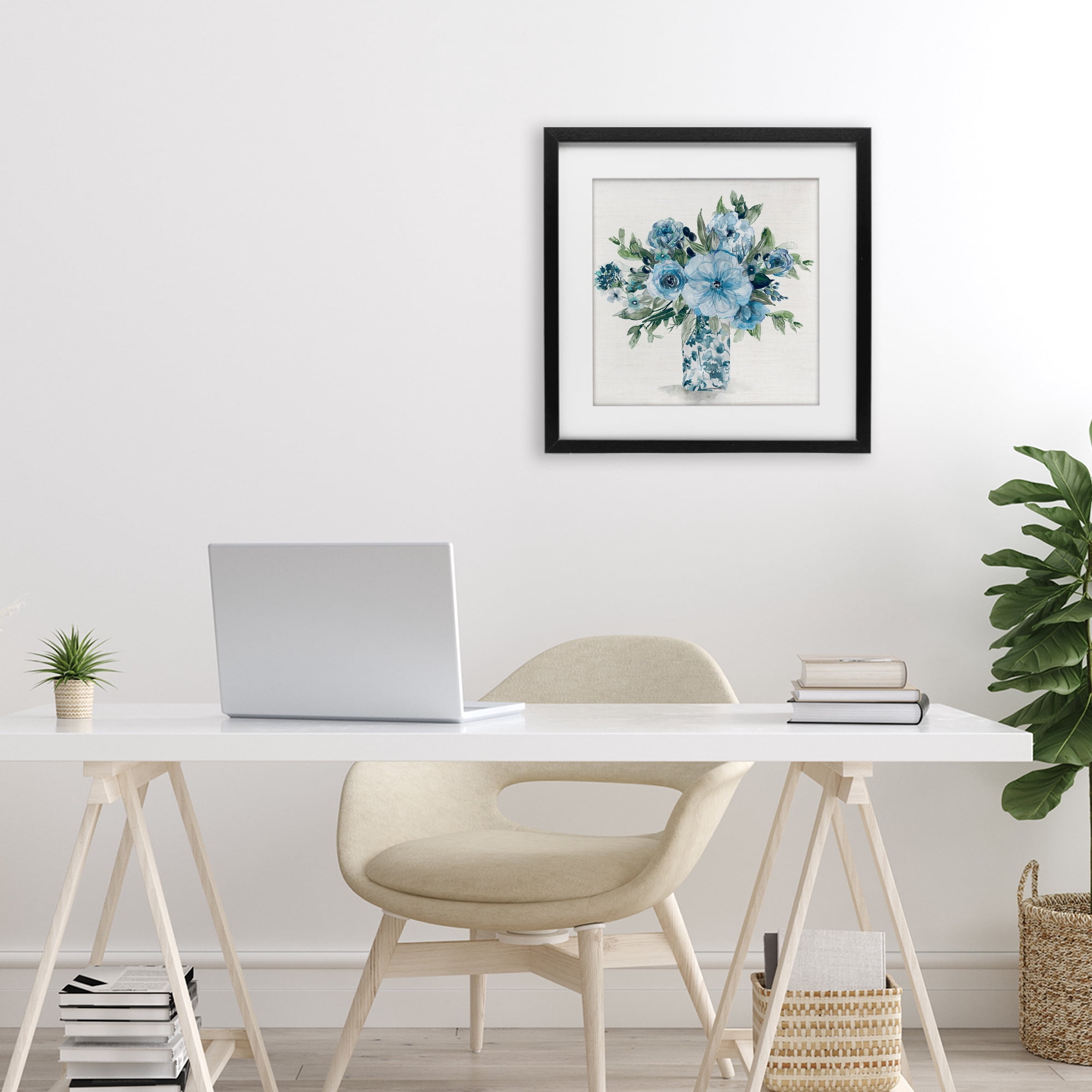 Stupell Industries Pastel Blue Bouquet Foliage Black Framed Print Under Glass, design by Carol Robinson