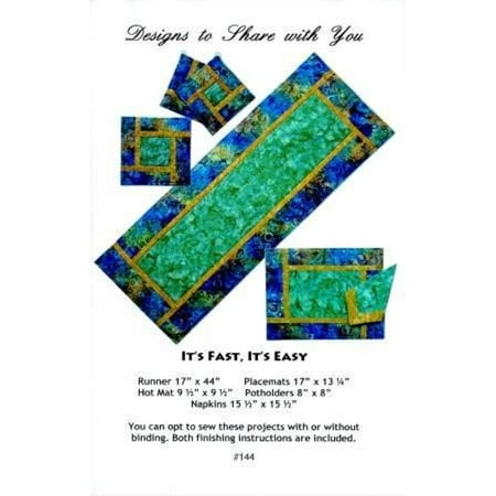 

Fast and Easy Quilted Table Runner Placemats Potholder and Napkin Pattern Set by Designs To Share With You