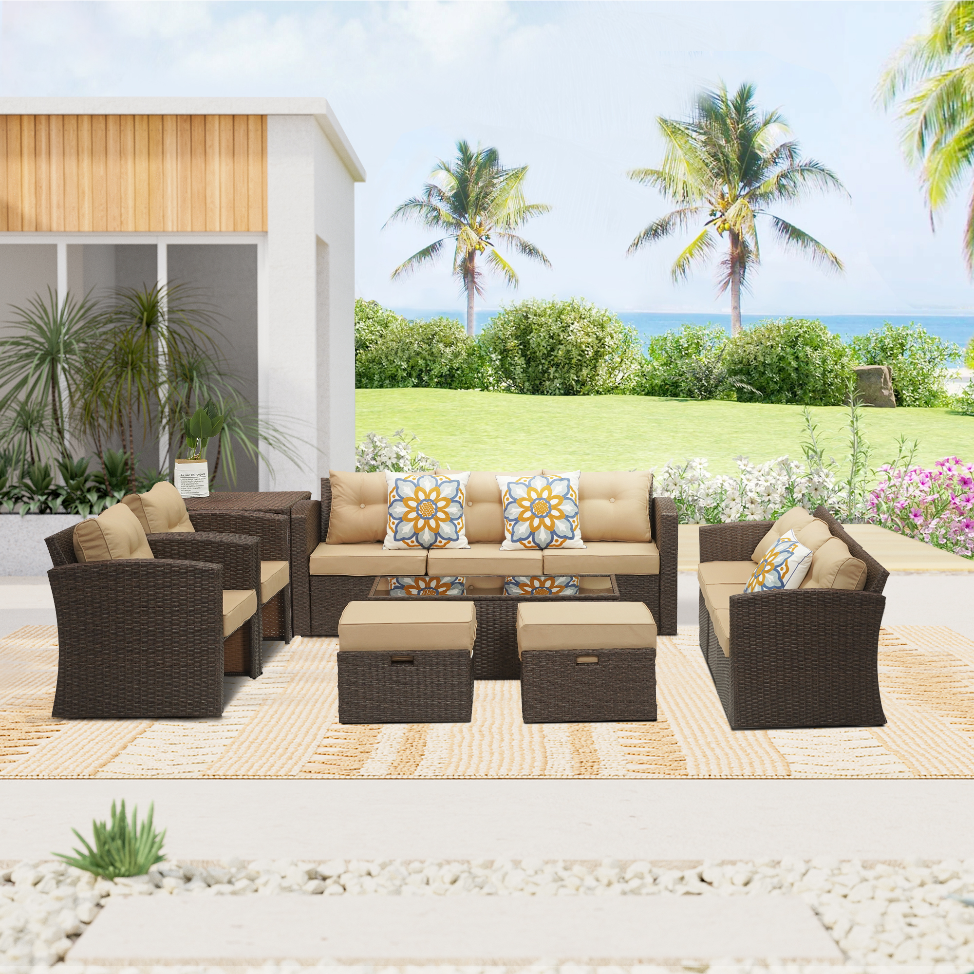 Royalcraft Outdoor Patio Furniture Set,12 Pieces Outdoor Sectional