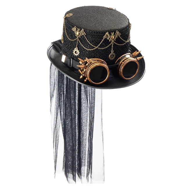 GUOOL Chapeau Steampunk Accessoires de Costume pour Cosplay de Vacances Jeu de Rôle Noir