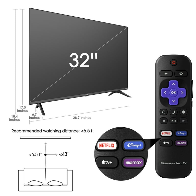  Hisense 32H4030F3 - Soporte de pared para TV LED inteligente  Roku HD 720p de 32 pulgadas (renovado) : Electrónica