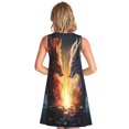 thumbnail image 2 of Bixox Red And White Flame Fox Print Women's Sleeveless A-Line Dress with Pockets, Casual Knee-Length Tank Dress for Summer-Small, 2 of 7
