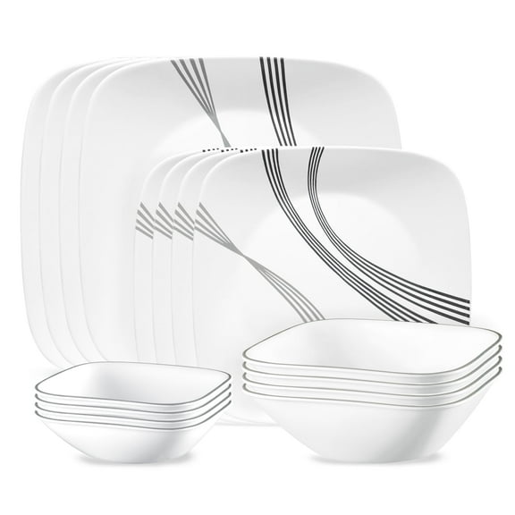 Corelle Urban Arc 16-Piece Square Glass Dinnerware Set (Service for 4)