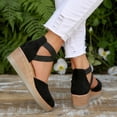 thumbnail image 3 of FRSASU Women's Wedges Sandals Closed Toe Ankle Strap Buckle Wedge Heels Platform Sandals Black, 3 of 9