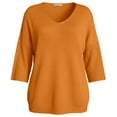 thumbnail image 4 of XAOFW Women's Sweater Solid Color 3/4 Sleeve V Neck Sweaters Everyday Wear Slim Fit Knitted Pullover Outdoor Activities Stylish Cozy Knitwear, 4 of 5