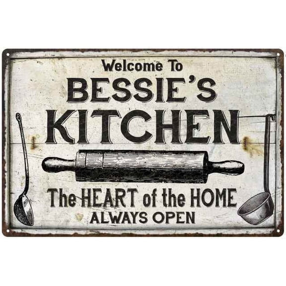 BESSIE'S Kitchen Farmhouse Sign 8 x 12 High Gloss Metal 208120033224