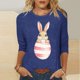 thumbnail image 2 of Tops de Cuello Redondo para las Mujeres Pascua Impresa 3/4 Mangas Blusa, Ligera Imitación Algodón Top Casual, 2 of 5