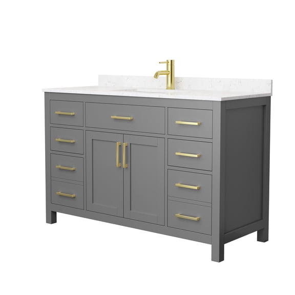 Wyndham Collection Beckett 54" Wood Single Bathroom Vanity in Dark Gray/Gold