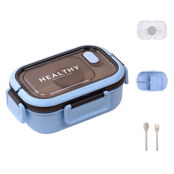 Nkmbld Lunch Box Containers, Portable Plastic Food Storage Containers with Lids, Leak-Proof Lunchbox for Work, BPA-Free, Microwave Safe, Blue