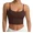 Brown, variant on Women Sports Bras Scoop Neck Crop Tank Tops, Sew in Bra, Y Back, Light Support, Breathable, Quick Dry, Soft, Stretchy, Yoga, Pilates, Daily Wear