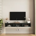 thumbnail image 5 of Aukfa Floating TV Stand Wall Mounted for TVs up to 70" w/ LED APP Control & Power Outlet,Black, 5 of 7