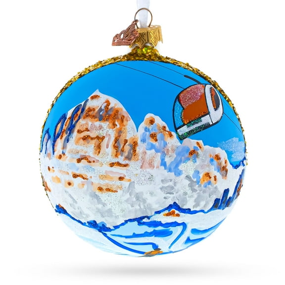 Cortina d'Ampezzo Ski Resort, Italy Glass Ball Christmas Ornament 4 Inches