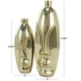 thumbnail image 3 of DecMode 16", 12"H Face Gold Aluminum Vase with Abstract Details, Set of 2, 3 of 14