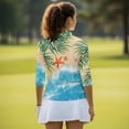thumbnail image 4 of Garronmavis Starfish Beach Women's Golf Shirt and Sun Visor Hat Set Lightweight 3/4 Sleeve Golf Shirts Adjustable UV Protection Sun Hat Cap for Golf,Tennis,Hiking,Running,Gym Washable, 4 of 7