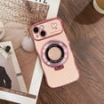 thumbnail image 6 of Compatible with iPhone 15 Case  Ring Stand [Compatible with MagSafe] Cute for Women Girl Plating Wave Curly Love Heart Camera Protection Girly Luxury Phone Cover - Pink, 6 of 14