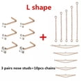 thumbnail image 5 of QQTDFG 20G Stainless Steel Nose Studs CZ Rose Gold Nose Chain Nostril Piercing Jewelry-S shape, 5 of 9