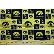 University of Iowa Fabric Fine Cotton Classic Geometric Design-Sold by the Yard