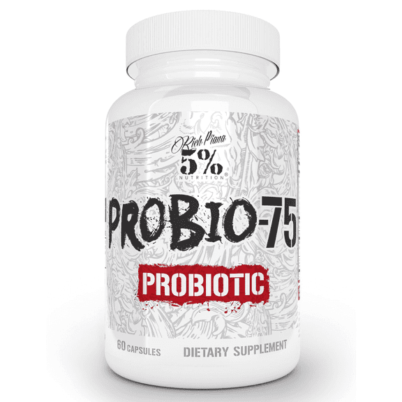 5% Nutrition Rich Piana Probiotic Vegan Gut Health Supplement, Probio-75 Billion CFU with 14 Strains