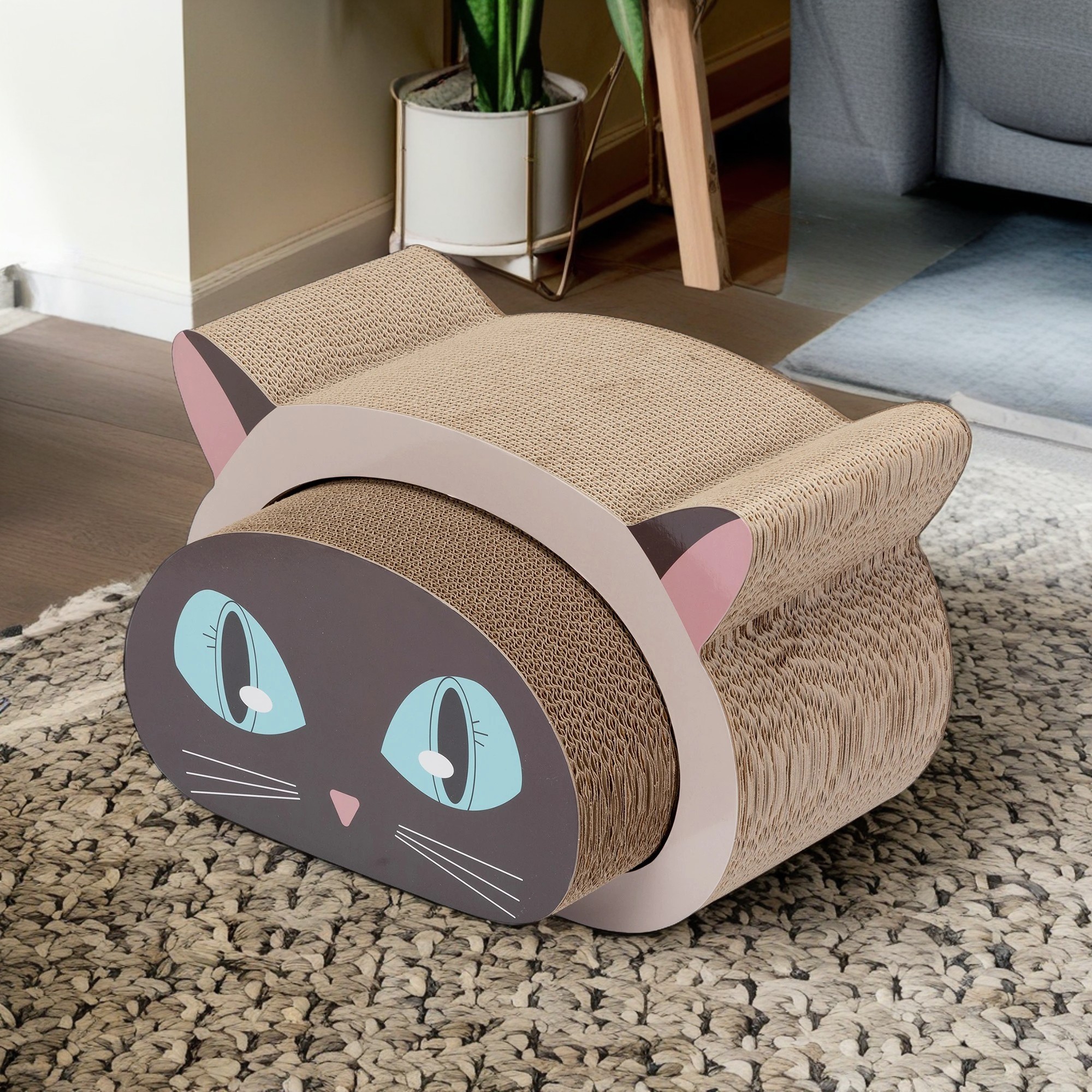 Kadyn 18" Cat Scratching Pads Cardboard for Indoor Cats, Cat Scratcher Lounge, Scratch Toys with Catnip, Brown