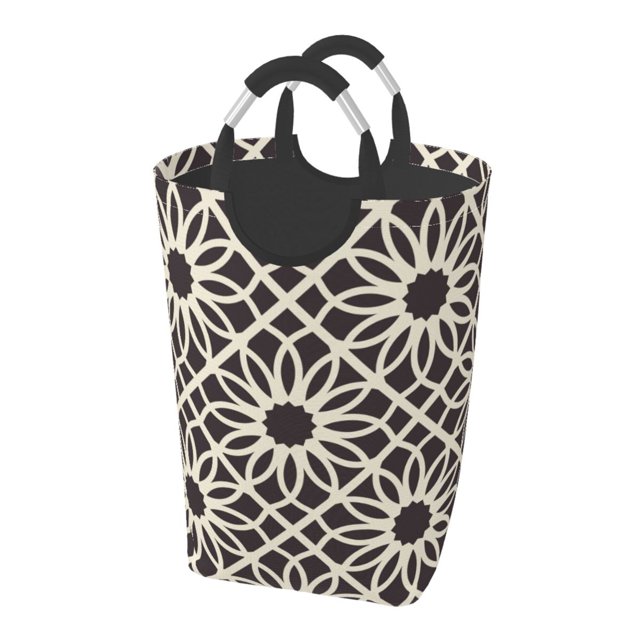 DouZhe 50L Rectangular Laundry Basket, Moroccan Ethnic Tribal Style Prints Waterproof Foldable Laundry Hamper with Aluminum Handles