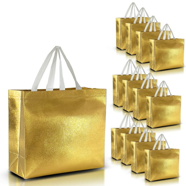 Set de 30 bolsas de regalo Nush Nush, reutilizables, doradas, 33 x 13 x 28 cm