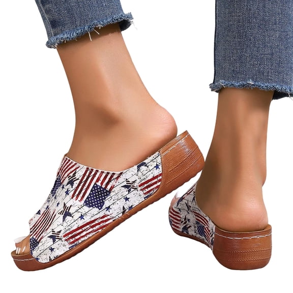 Thick Soled Wedge Slides for Women Casual Slip On Platform Sandals Open Toe Non Slip Summer Beach Slippers White Size 9