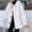#361-White, variant on Solid Color Fleece Casual Winter Coats for Women - Button Lapel Long Sleeve Outerwear with Front Pockets - No Hood Lightweight Jacket for Everyday Wear