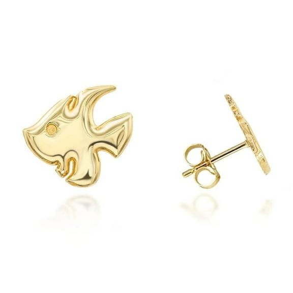 Yellow Gold Fish Stud Earrings (10K)