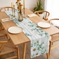 thumbnail image 3 of Table Runner 108 Inches Long for Kitchen Dining, Eucalyptus Leaves Dresser Scarf Farmhouse, Dining Table Decorations for Wedding/Parties, Daisy Spring Floral Botanical Wooden 13 x 108 In, 3 of 8