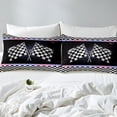 thumbnail image 3 of Erosebridal Checkered Flag Comforter Cover Twin, Racing Car Bedding Twin Size, Geometric Decor, Reversible 2pcs（No Comforter）, 3 of 7