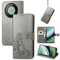 thumbnail image 1 of For Huawei Mate 60 Four-leaf Clasp Embossed Leather Phone Case(Grey),iPhone 15 Pro, 1 of 5