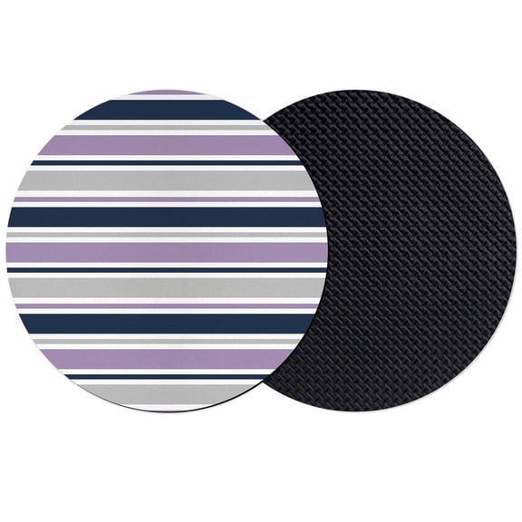 Purple Grey Striped Coasters Set of 2, Absorbent Coasters for Drinks, Farmhouse Stripes Modern Abstract Art Coaster for Desk Coffee Table Protection, Home Decor House Warming Gifts 4"