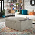 thumbnail image 3 of Weston Home Laguna Boucle Fabric Ottoman with Table and Casters, Gray, 3 of 11